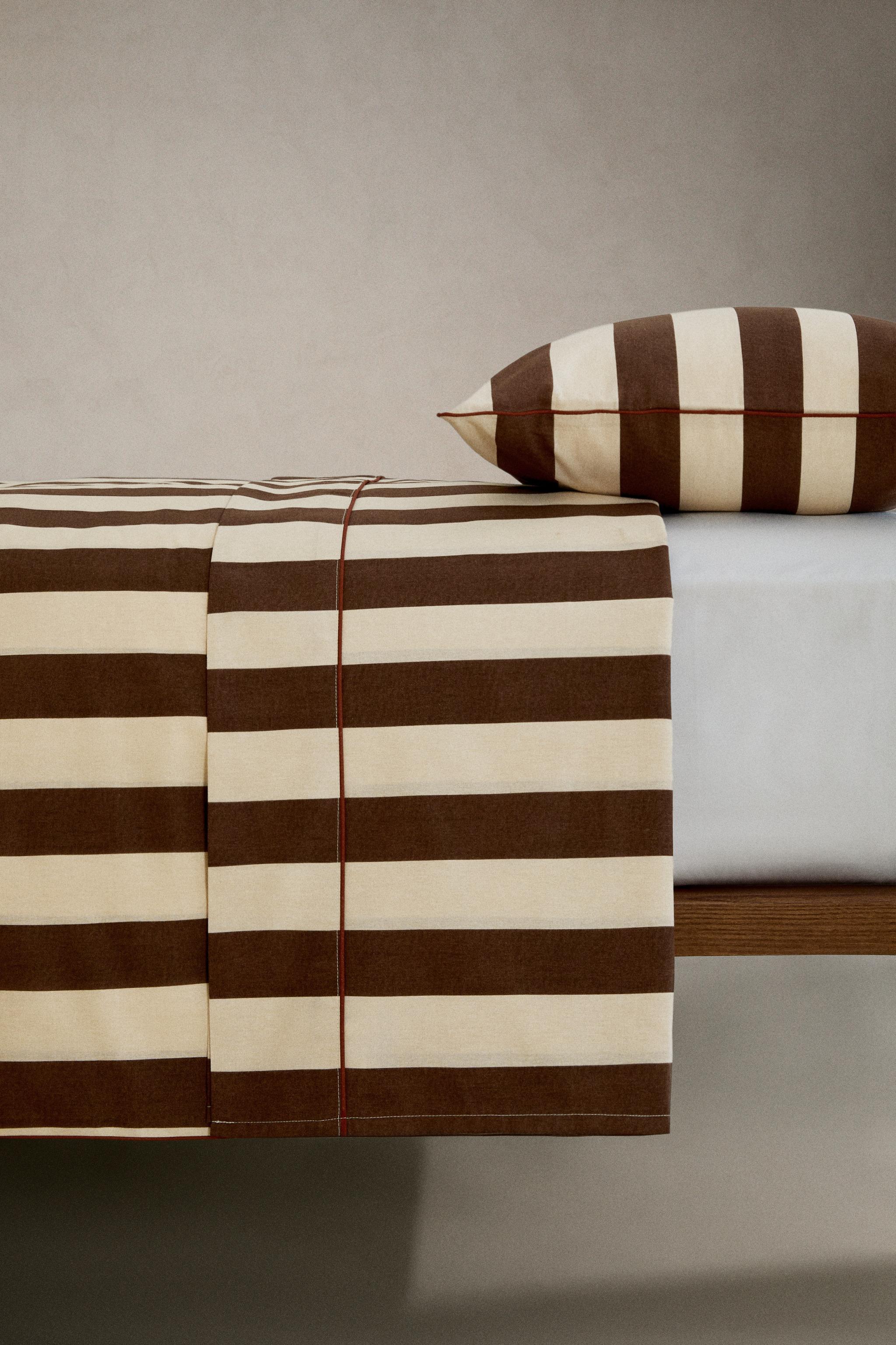 FADED STRIPED COTTON DUVET COVER